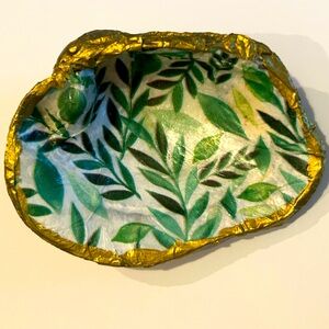 Oyster Shell Dish with Green Foliage